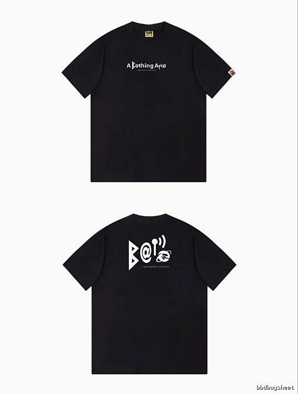 Bape letter - printed short - sleeved black T - shirt