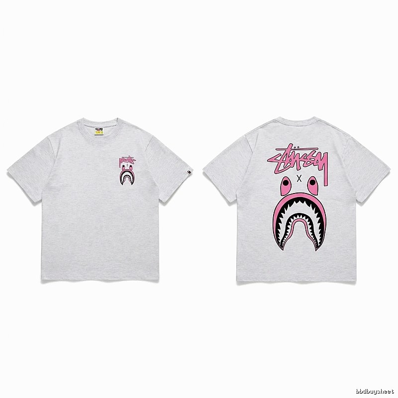 Bape Shark Co-branded Light Grey T-shirt