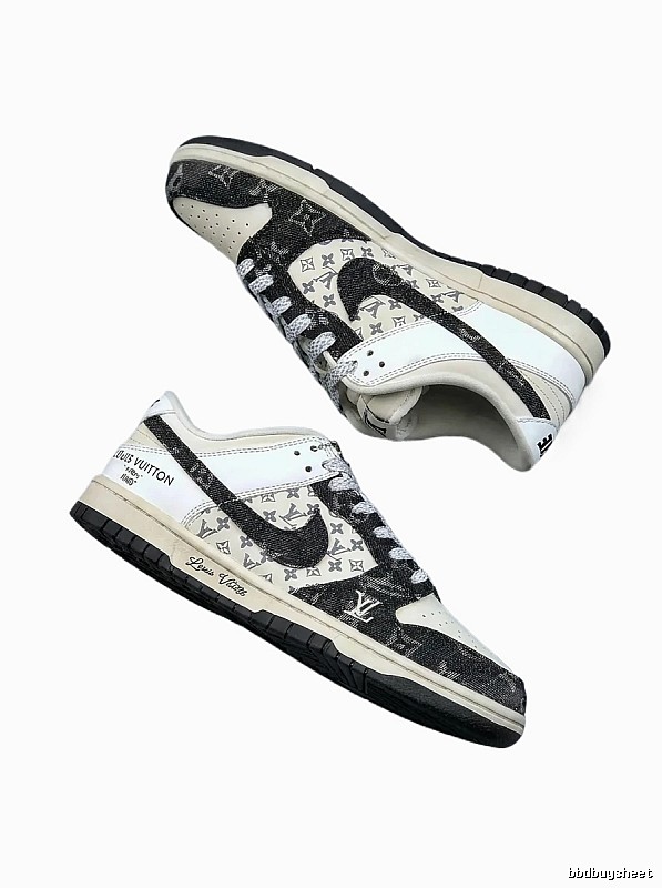 Black and White Trendy Shoes of Nike LV Co-branded Style