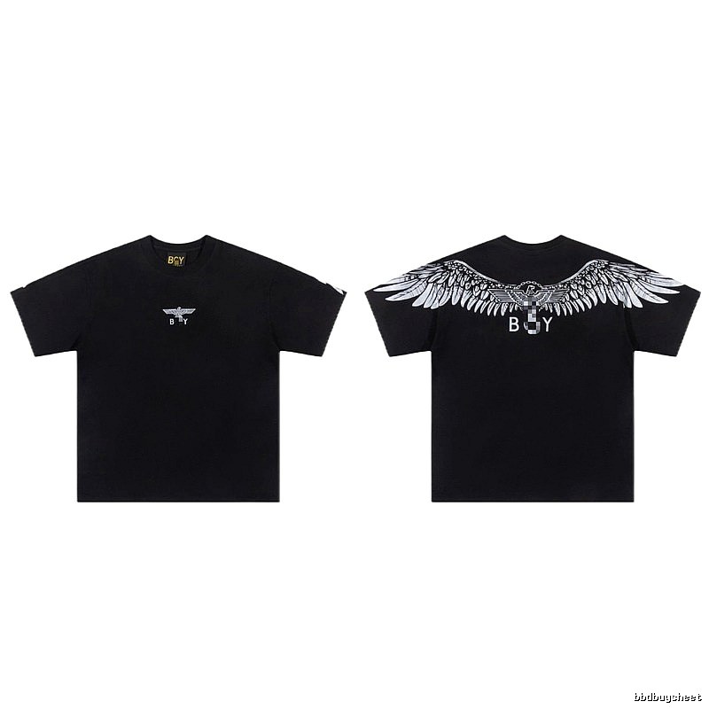 BOY Wing Print Street Style Black Short-sleeve T-shirt