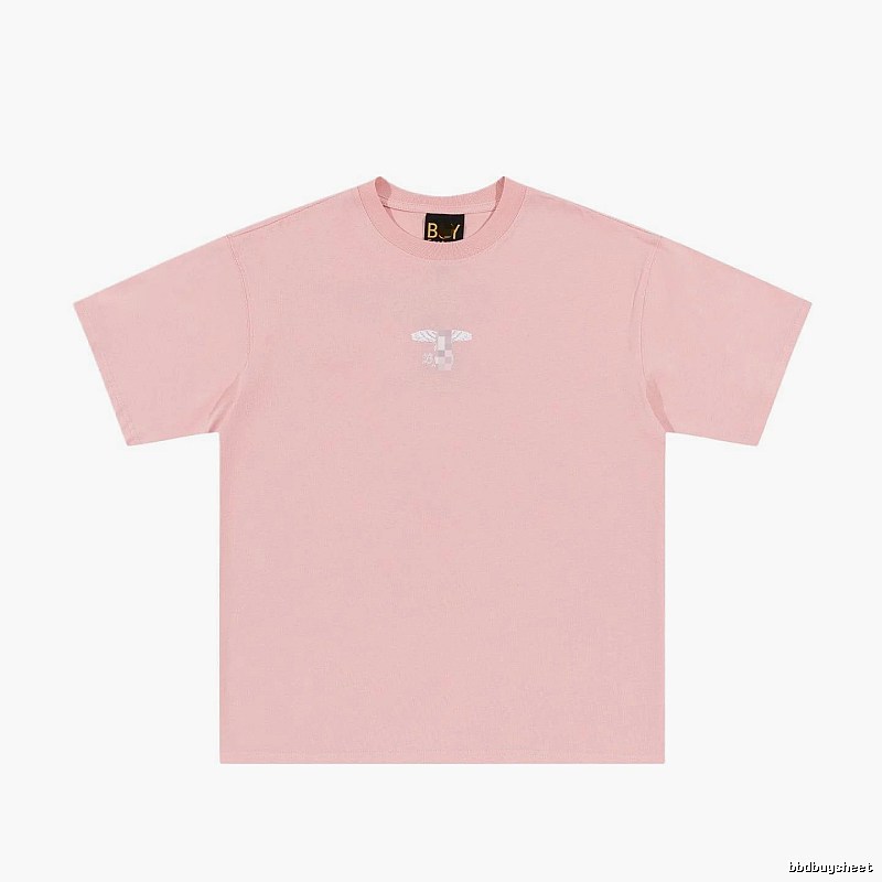 BOY Wing Print Street-style Pink Short Sleeve T-Shirt