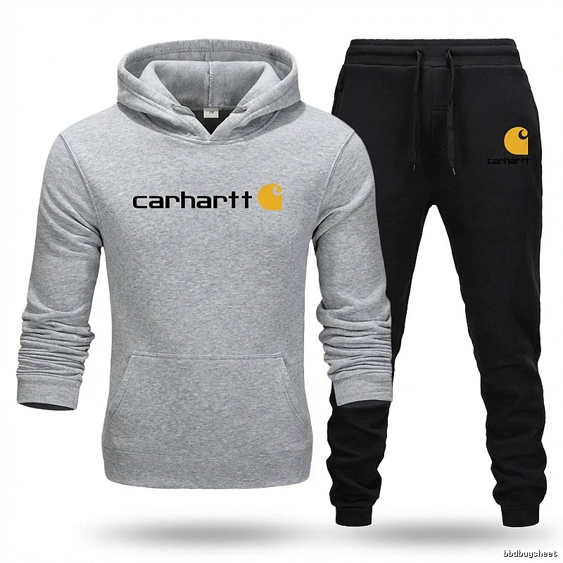 Carhartt trendy brand gray and black sportswear set