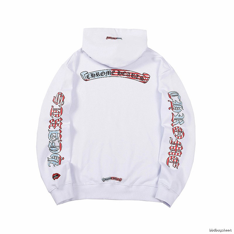 Chrome Hearts 2088-78 White Cross Graphic Hoodie Logo Detail