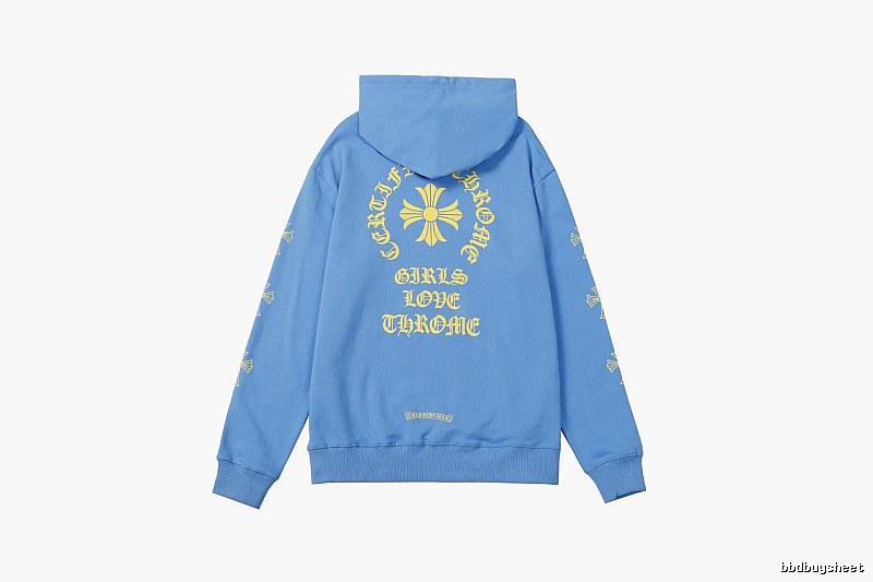 Chrome Hearts 2088-90 Sky Blue Cross Graphic Hoodie Summer Styling