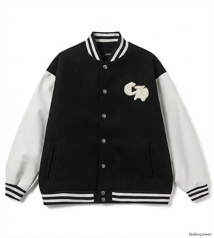 Chrome Hearts baseball jacket with black and white color blocking
