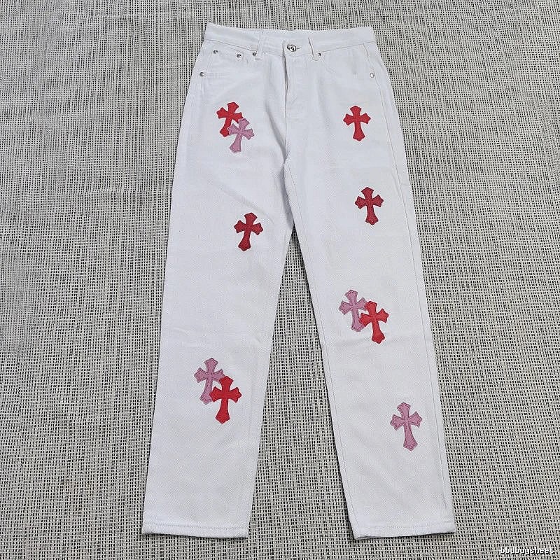 Chrome Hearts Casual Cross patch jeans White Jeans Black for Streetwear Looks