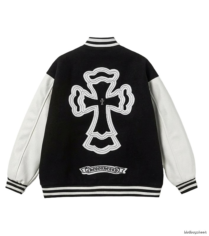 Chrome Hearts Cross Black and White Baseball Jacket