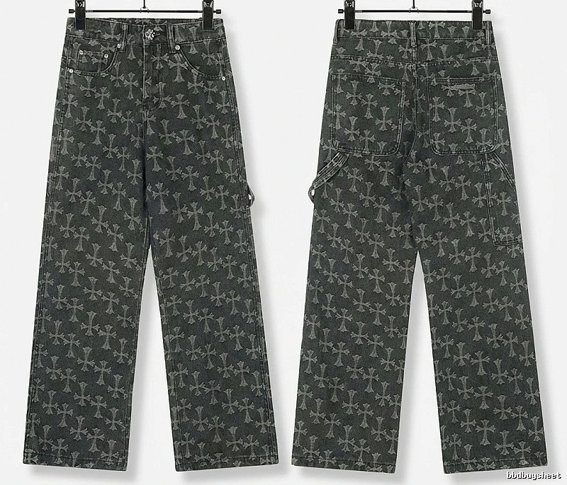 Chrome Hearts cross print black jeans