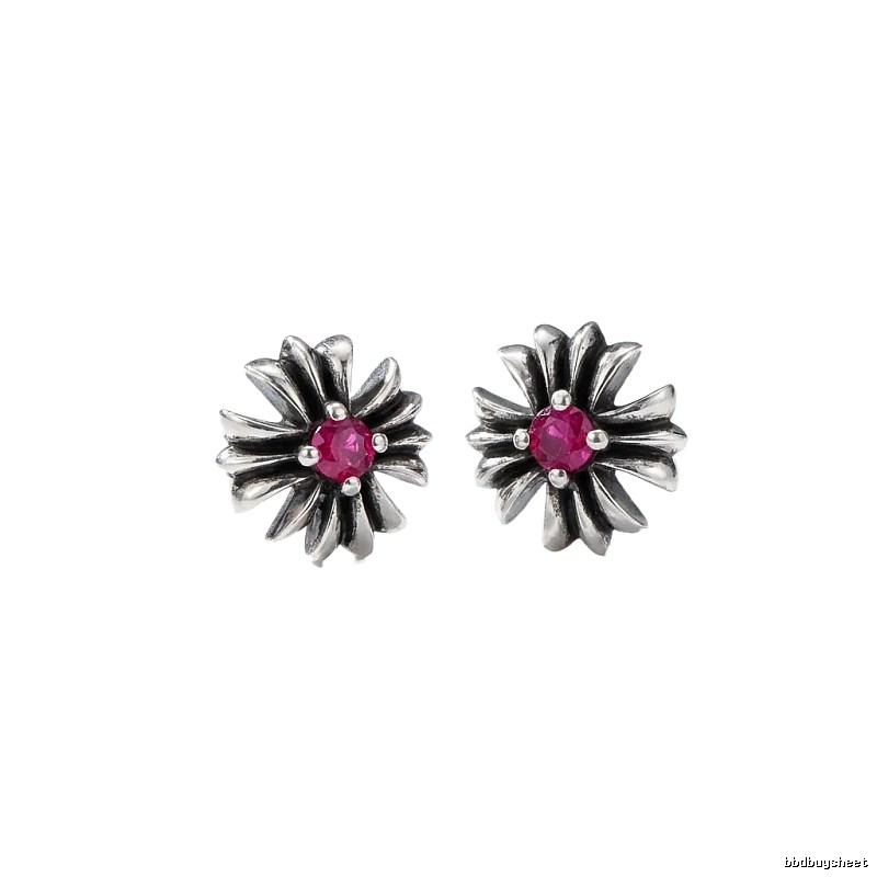 Chrome Hearts Flower Style Rose Red Earrings