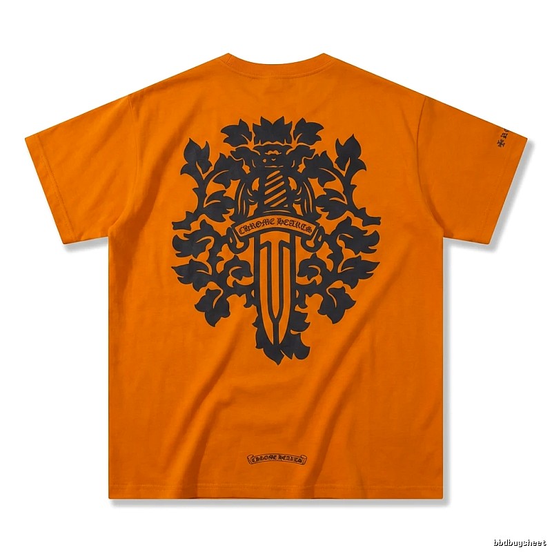 Chrome Hearts Gothic Style Orange T-shirt