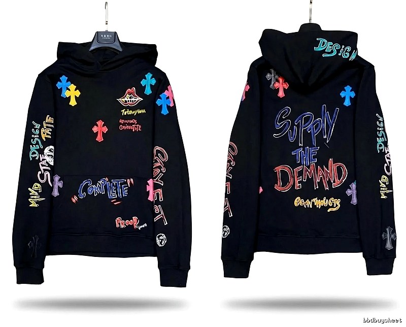 Chrome Hearts Graffiti Trendy Black Hoodie