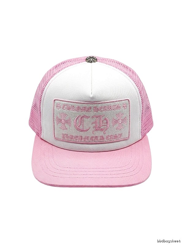 Chrome Hearts Pink and White Patchwork Trendy Hat
