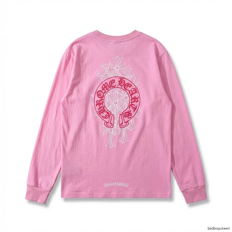 Chrome Hearts Printed Fashionable Pink Long-sleeved Shirt
