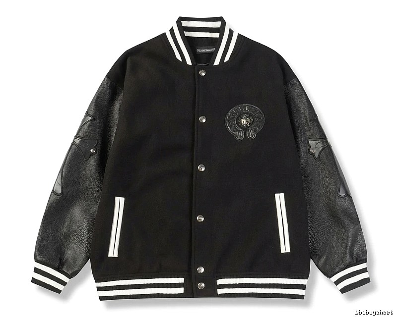 Chrome Hearts retro-style black baseball uniform.