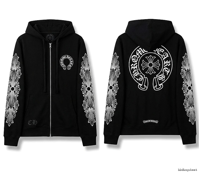 Chrome Hearts retro-style black hoodie