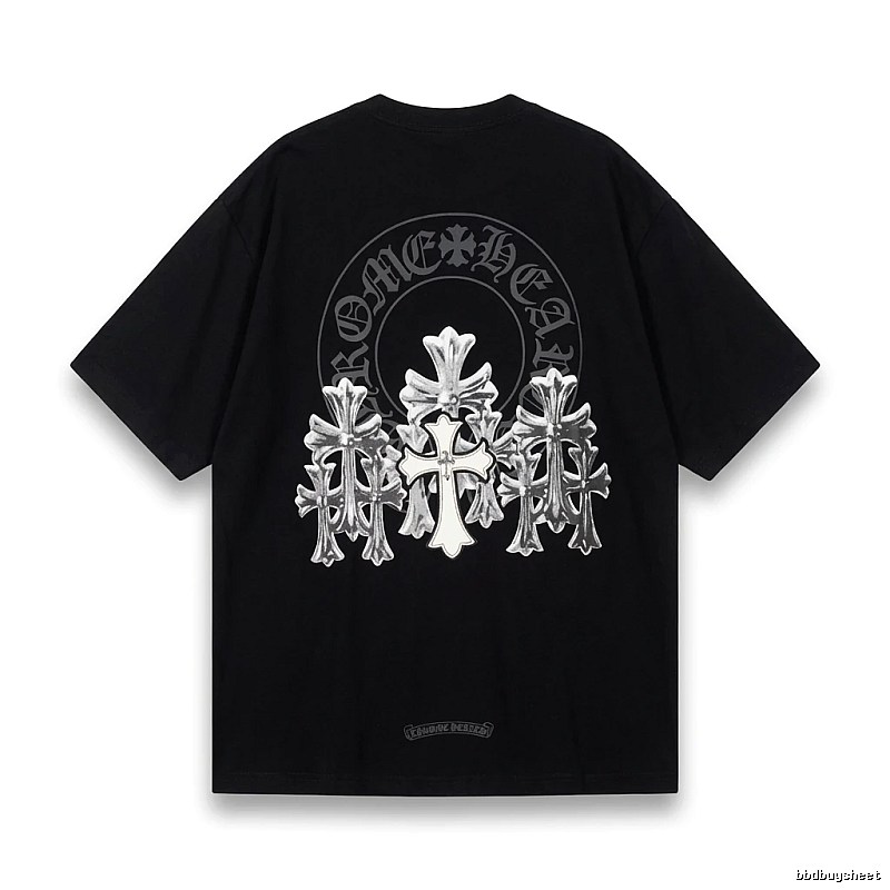Chrome Hearts Silver Cross Black T - Shirt