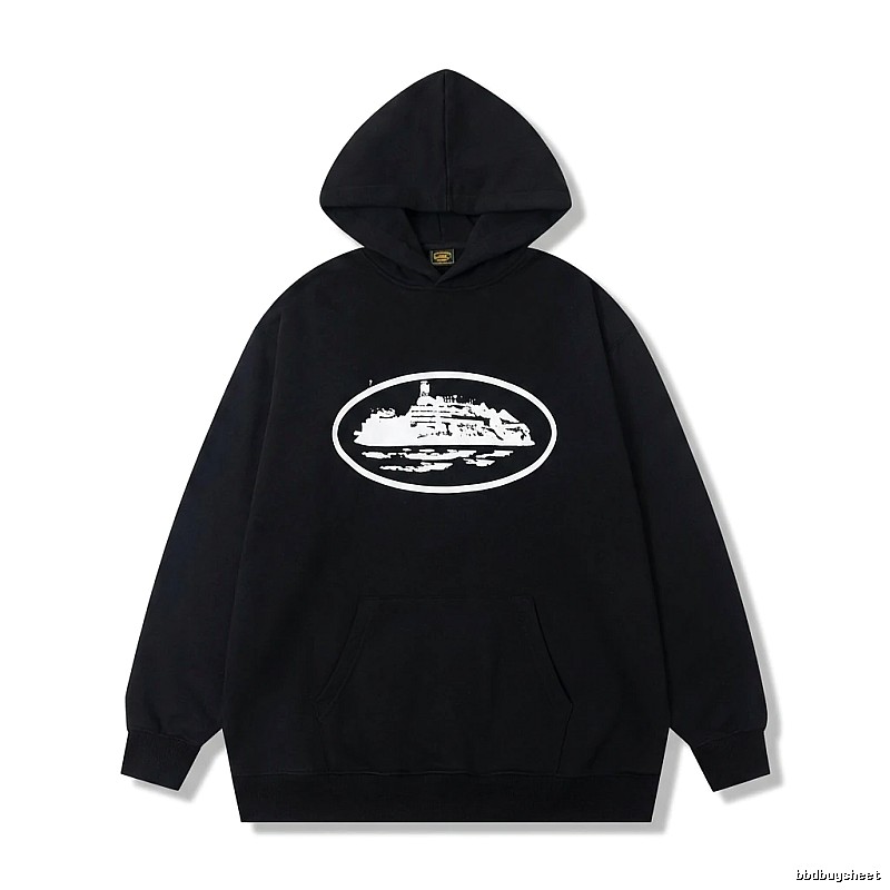 Corteiz black minimalist style hoodie