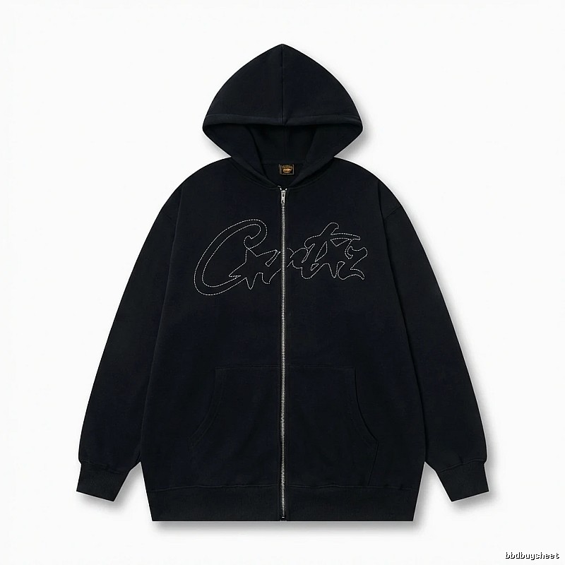 Corteiz minimalist style black hoodie