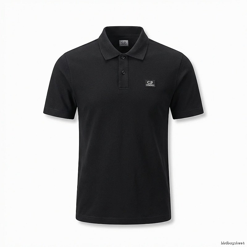 C.P. Simple Style Black Polo Shirt