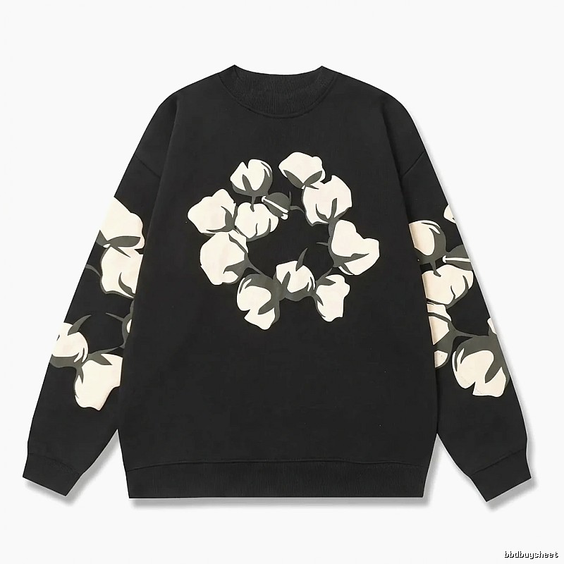 DENIM TEARS Cotton Printed Black Sweatshirt