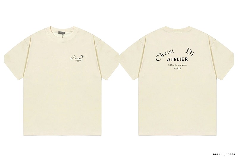 Dior Atelier Minimalist Style Beige Short-sleeve T-shirt