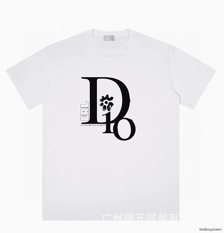 Dior Co-branded Trendy Style Printed White T-Shirt