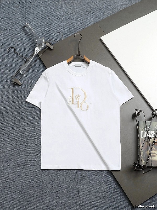 Dior Embroidered Light Luxury Style White T-Shirt