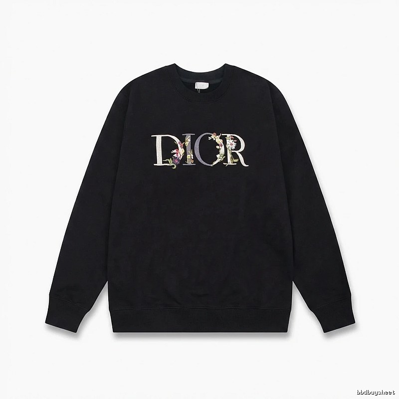 Dior Floral Alphabet Style Black Sweatshirt