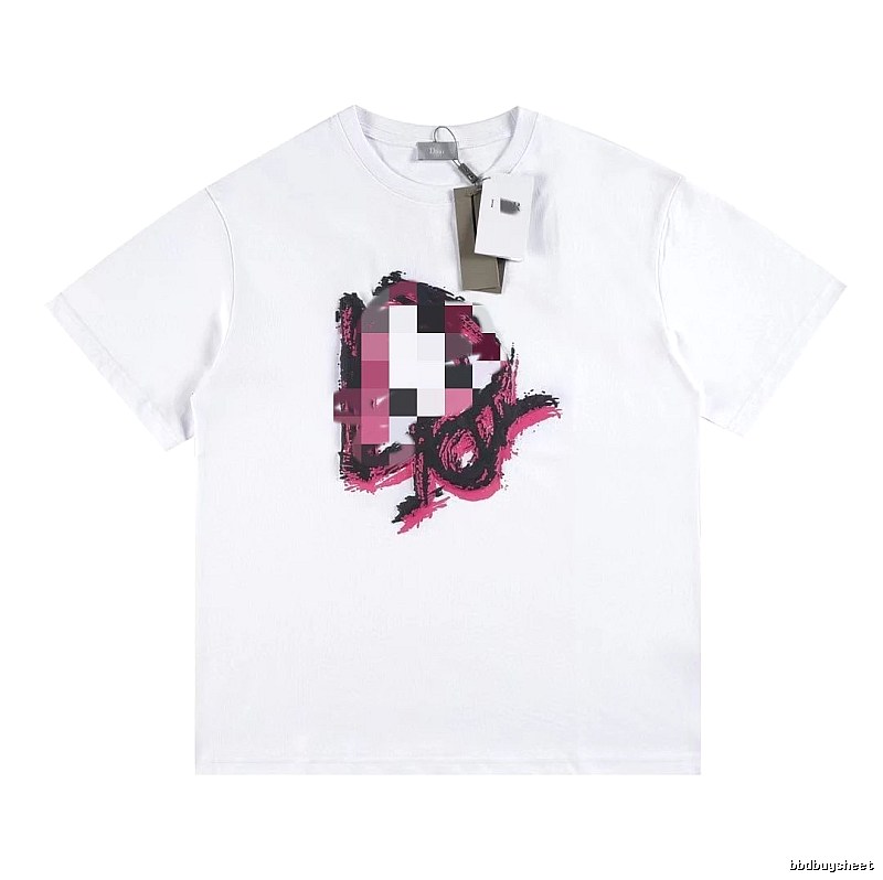 Dior Graffiti Print Street Style White T-Shirt