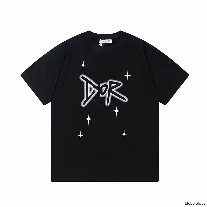 Dior Graffiti Star Street Style Black Short-sleeve T-shirt