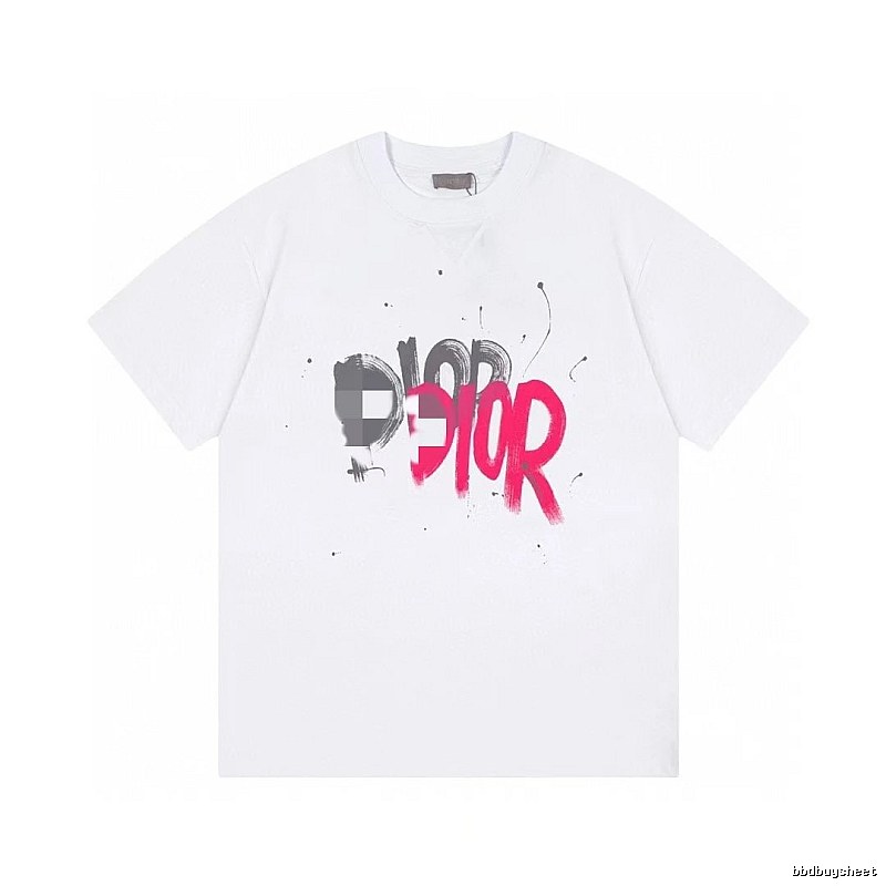 Dior Graffiti Street Style White Short-Sleeve T-Shirt