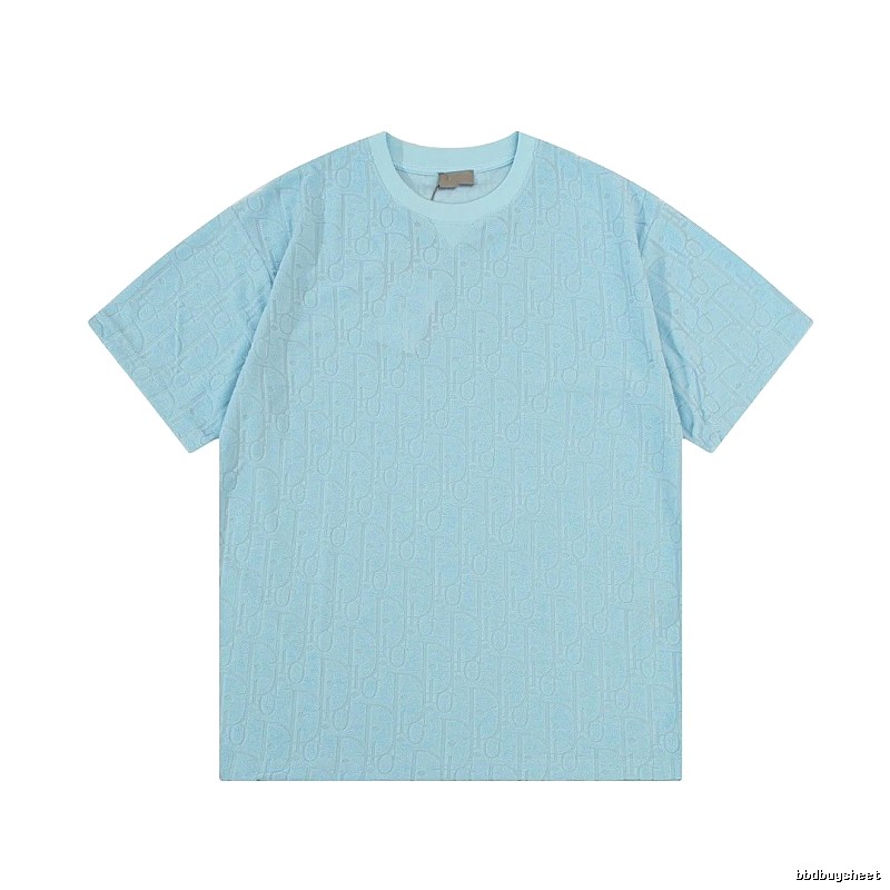 Dior Monogram All-over Print Light Luxury Style Light Blue T-Shirt