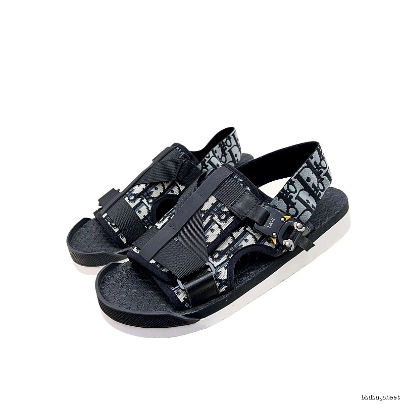 Dior Monogram Trendy Style Black and Grey Sandals