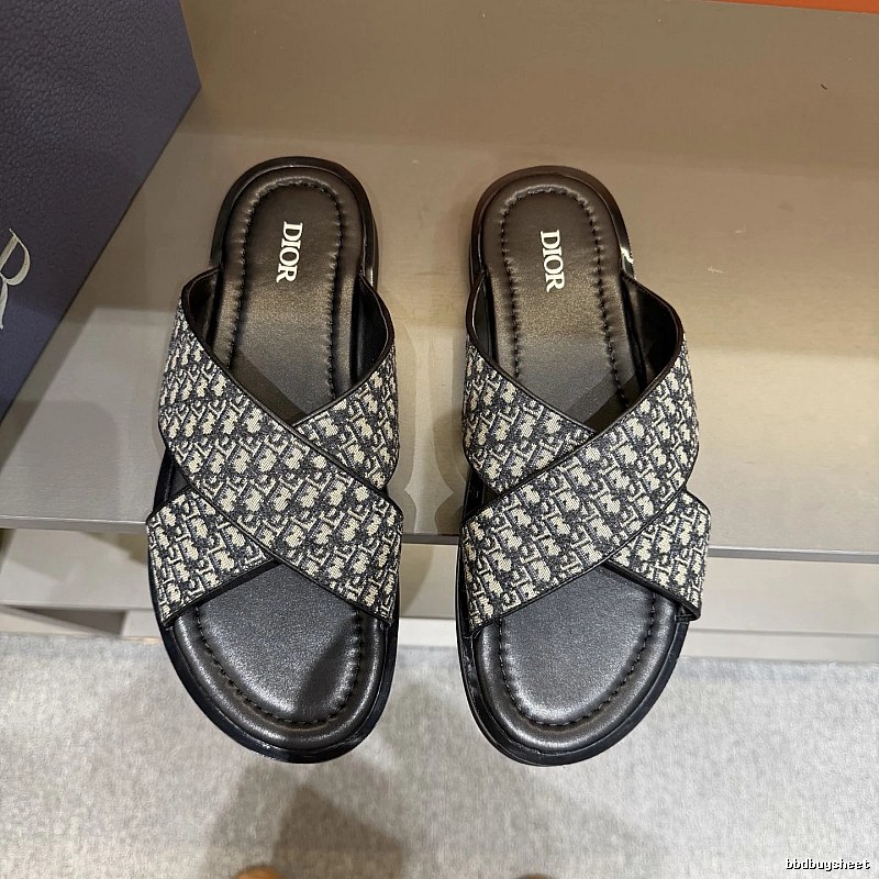 Dior Retro-style Monogram Black and Grey Slides