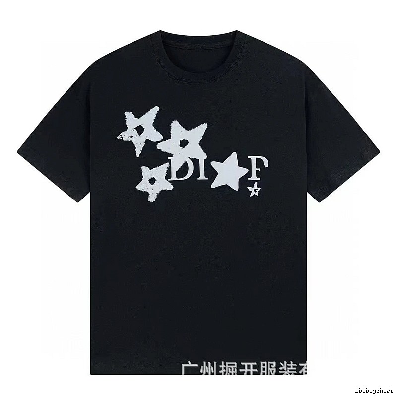 Dior Star Print Street Style Black T-Shirt
