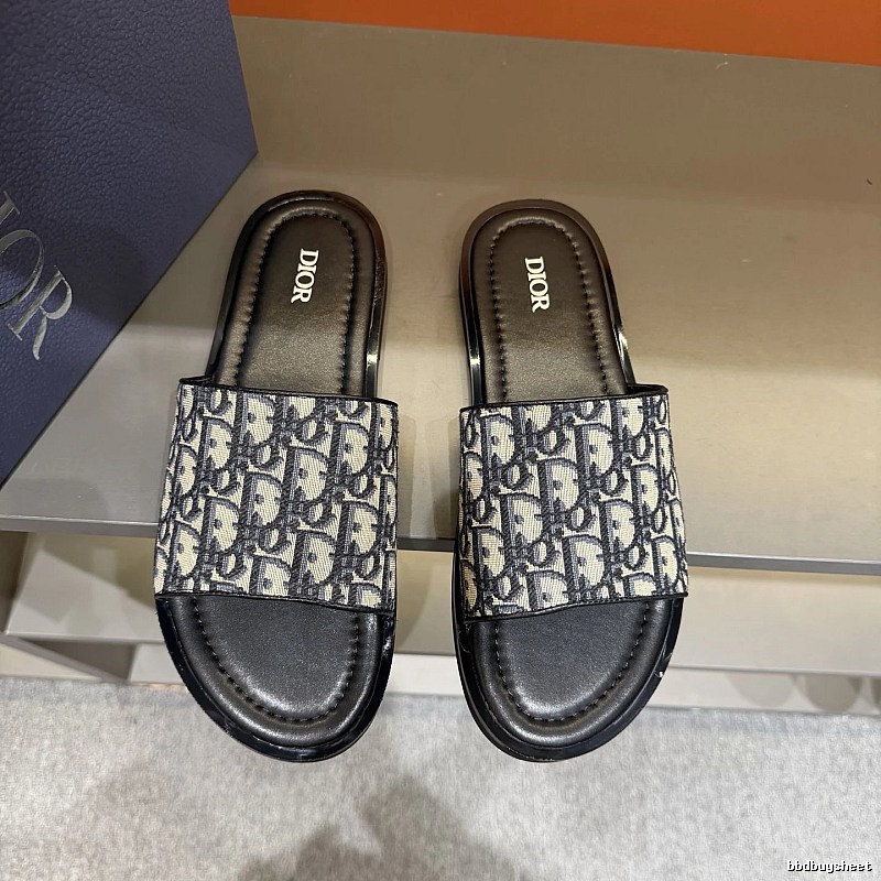 Dior Vintage Monogram Black and Grey Slides