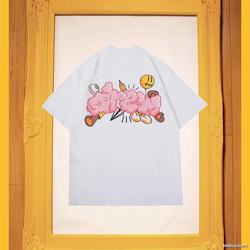 DREW Cloud Print Street Style White Short-sleeve T-shirt