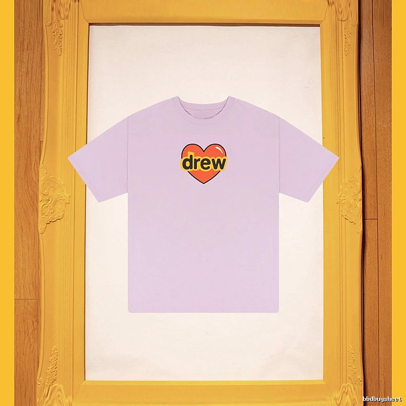 DREW Love Heart Print Street Style Light Purple Short Sleeve T-shirt