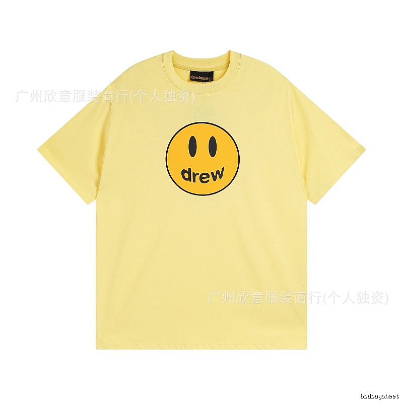 DREW Smiley Face Series Street Style Light Yellow T-shirt