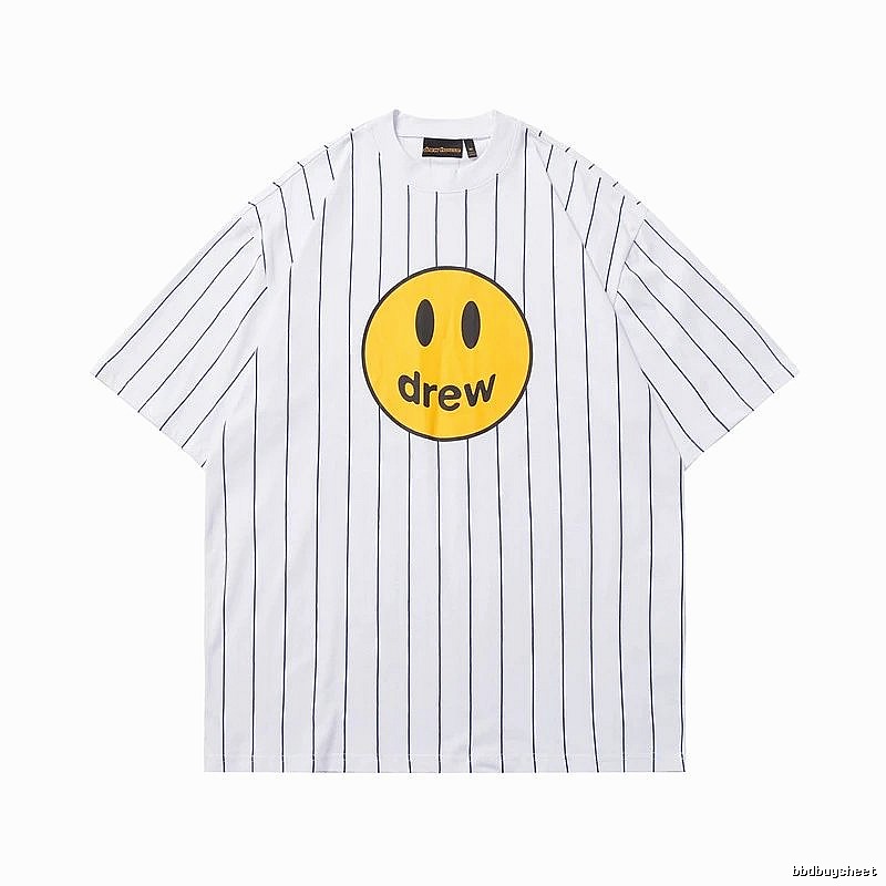 DREW Smiley Face Street Style White Striped T-shirt