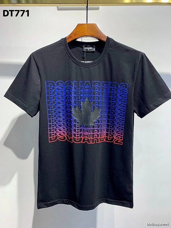DSQ Gradient Maple Leaf Print Black Short-sleeve T-shirt