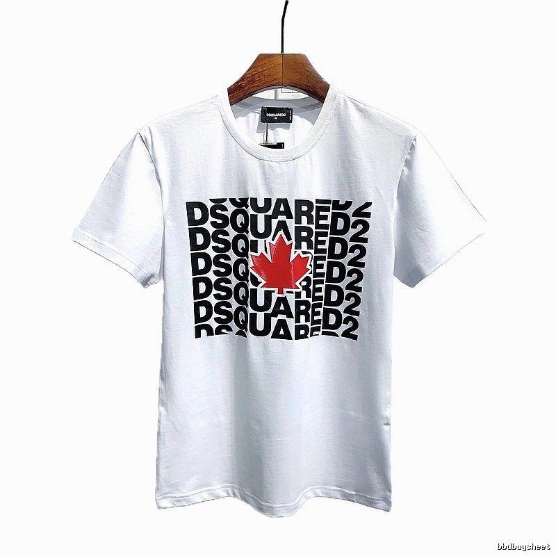 DSQ2 Maple Leaf Print Street Style White Short Sleeve T-Shirt