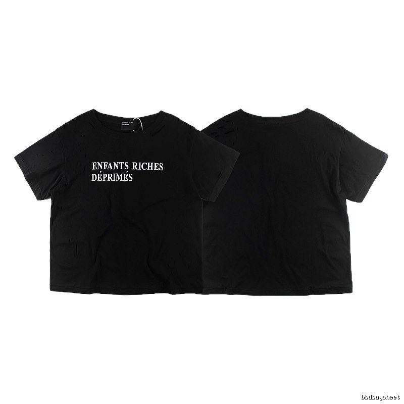 ERD Letter Print Dark High Street Black Short Sleeve T-shirt