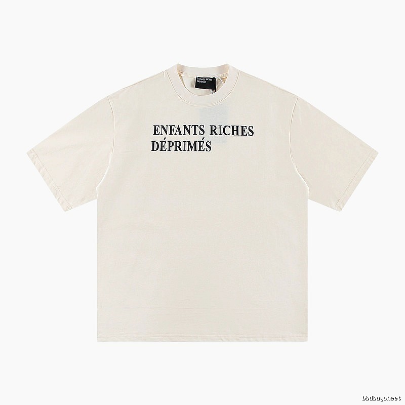ERD Letter Print Minimalist Style Off-white Short-sleeve T-shirt