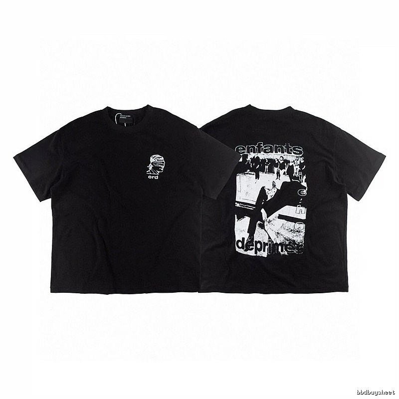 ERD Portrait Print Dark Style Black Short-sleeve T-shirt