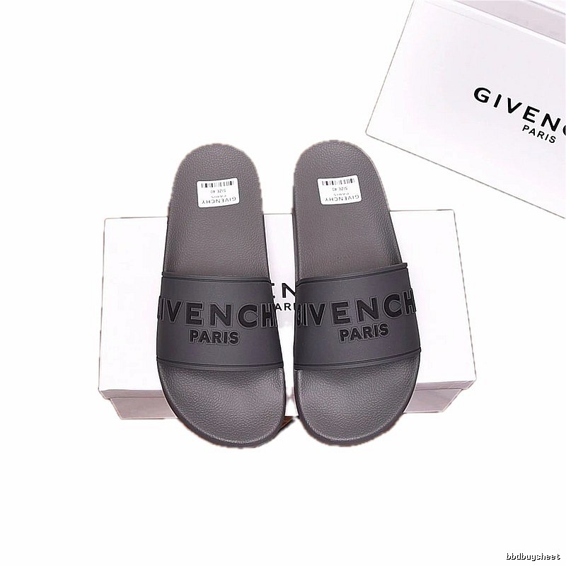 Givenchy Dark Grey Light Luxury Style Slide Sandals with Embossed Letters