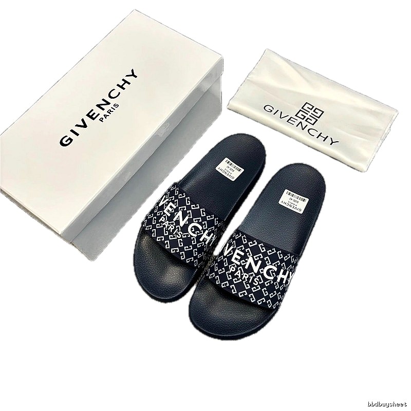 Givenchy Monogram All-over Print Trendy Navy Blue Slide Slippers
