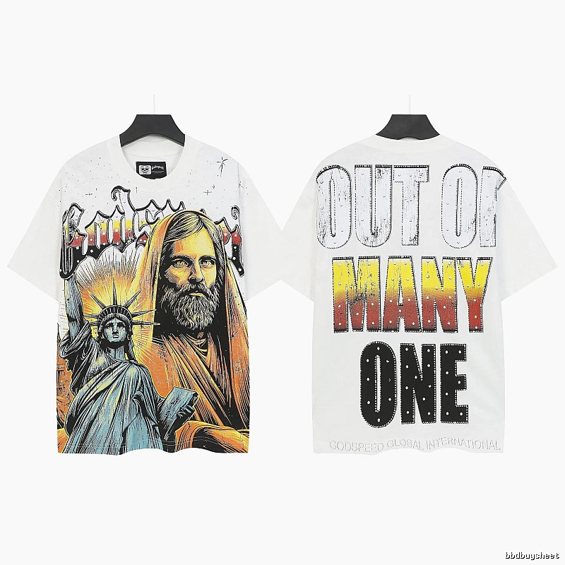 Godspeed Portrait Print American Street Style White T-Shirt