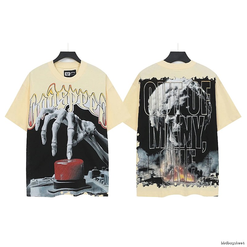 Godspeed Skull Print Street Style Beige T-Shirt