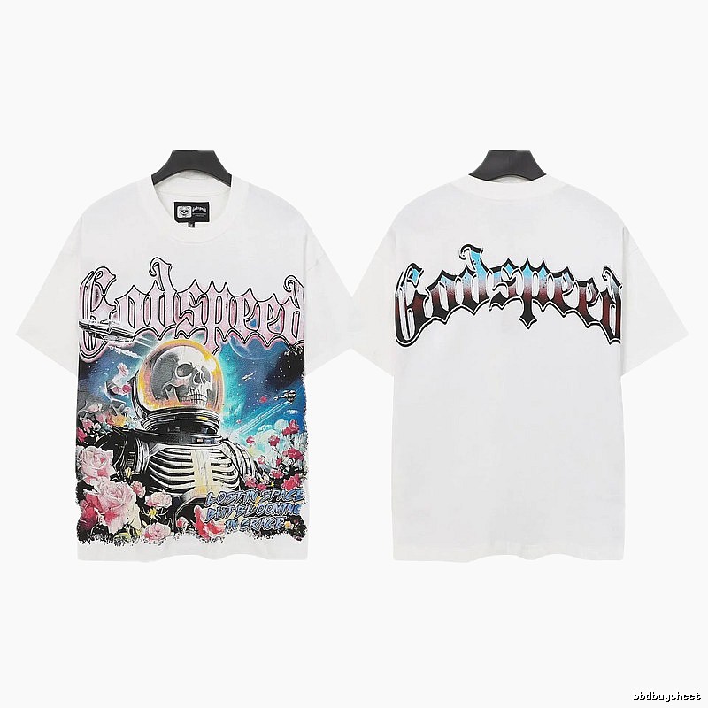 Godspeed Skull Rose Gothic Style White T-shirt